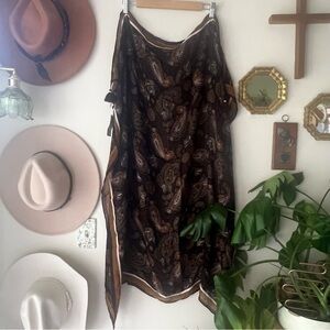 J.JILL boho eclectic scarf dkfig print with‎ tassels  new with tags